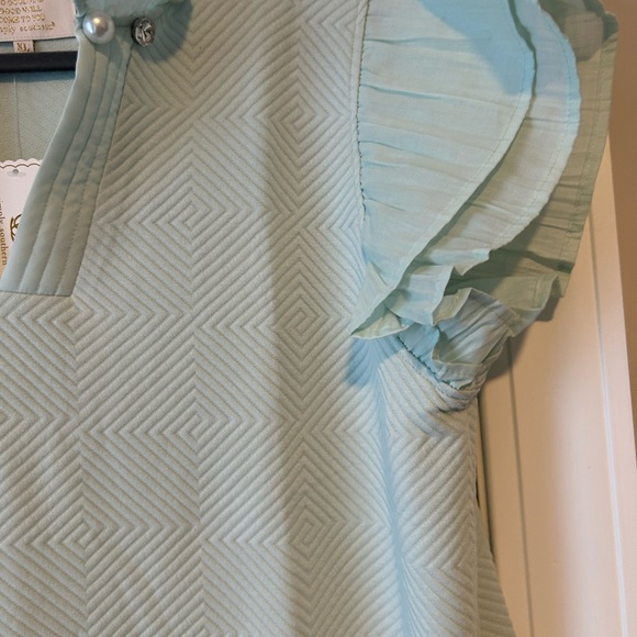 Simply Southern Mint Embellished Ruffle Neck Shift - Picture 2 of 5